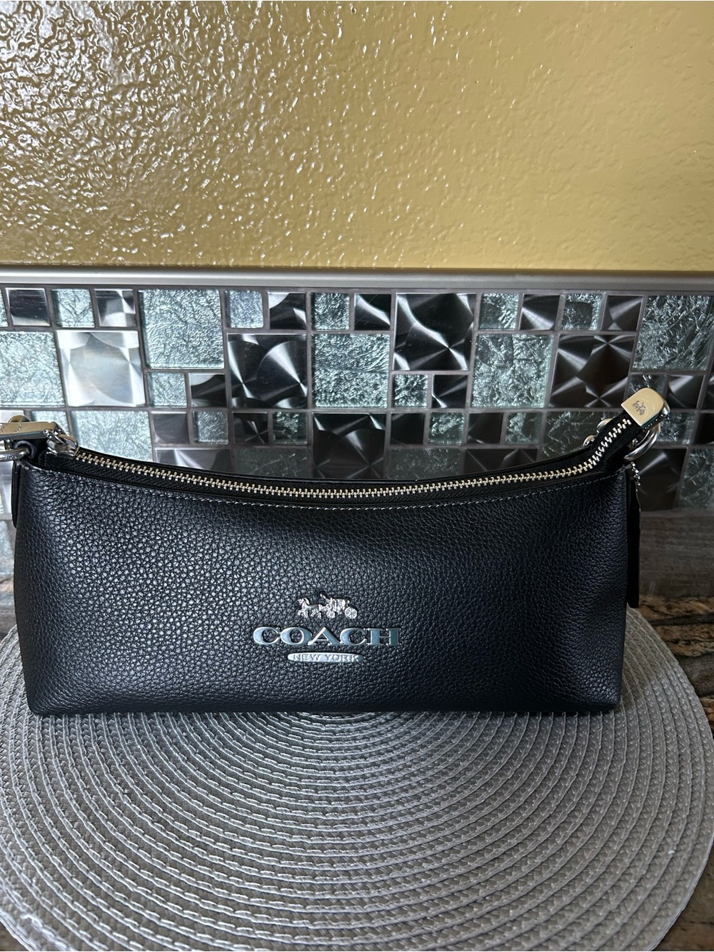 Coach Cross Body Zip Pouch with Silver Logo